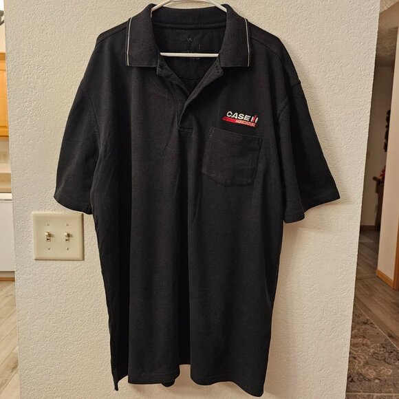 CASE IH AGRICULTURE Black Polo Shirt with Logo - Short Sleeves - Men's 2XL-3XL - Picture 1 of 6